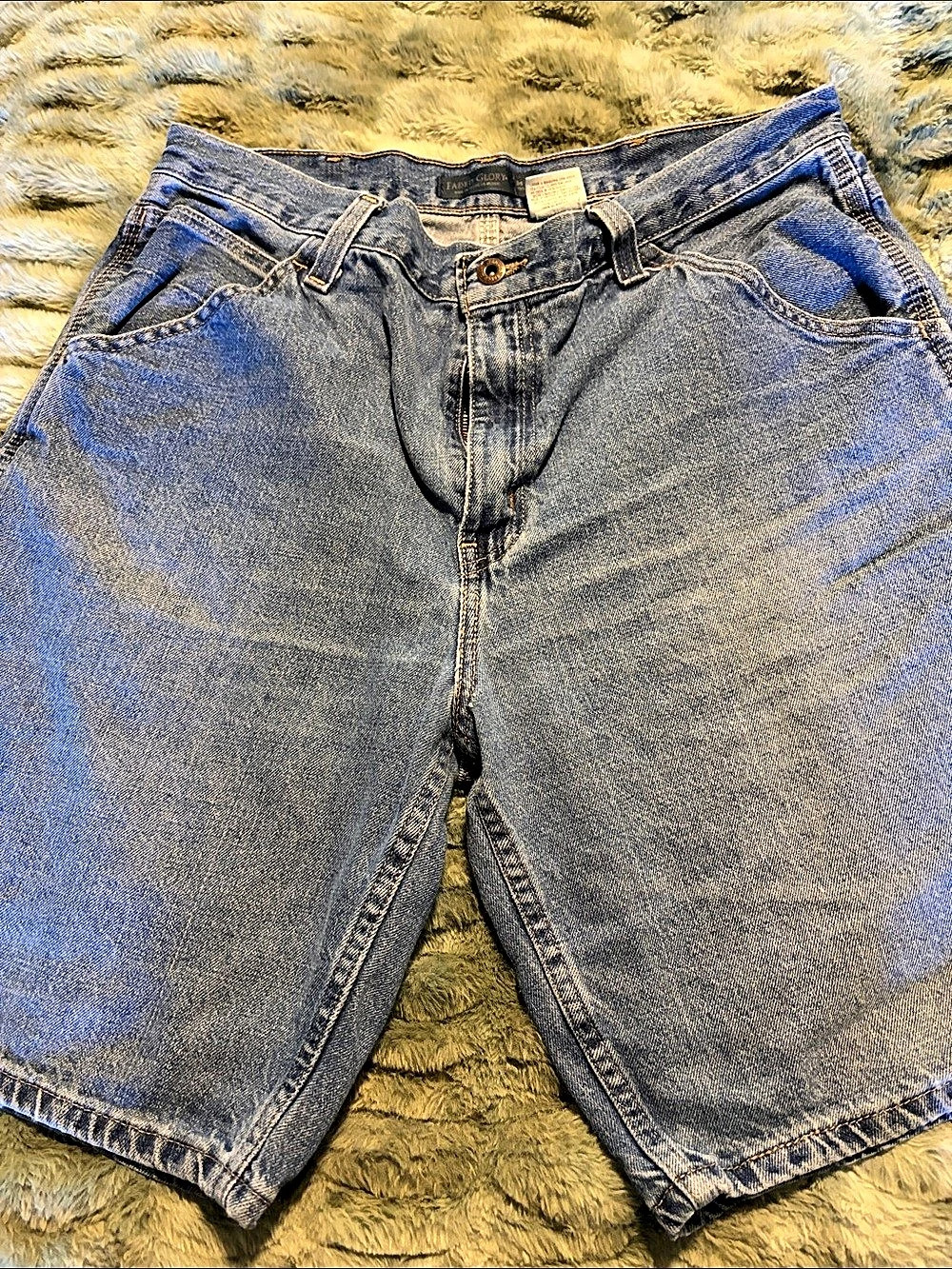 Faded Glory Cargo Shorts Men's Denim Blue Waist 34